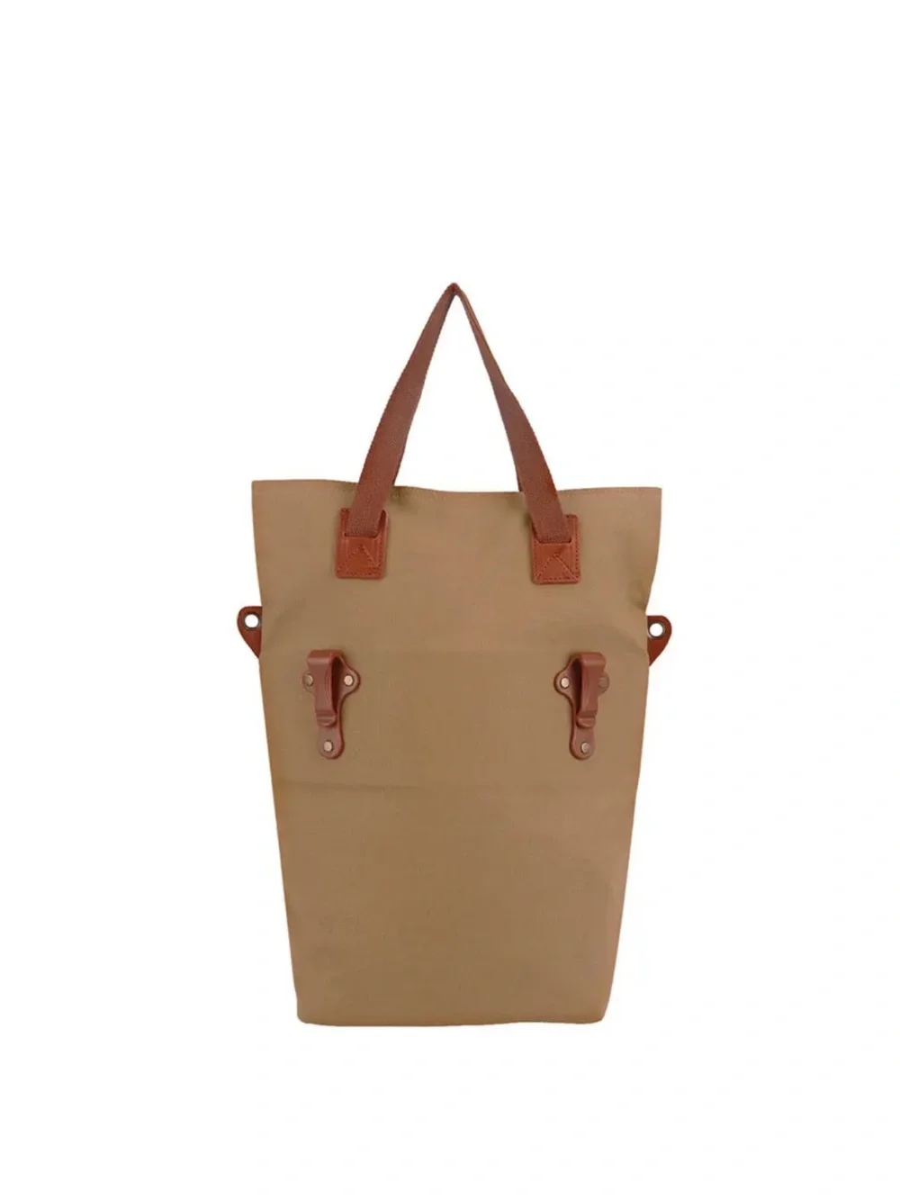 Casual Tan Canvas Messenger Tote with Brown Trim